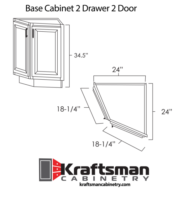 Kraftsman Cabinetry Base End Angle Cabinet 2 Door Winchester Grey