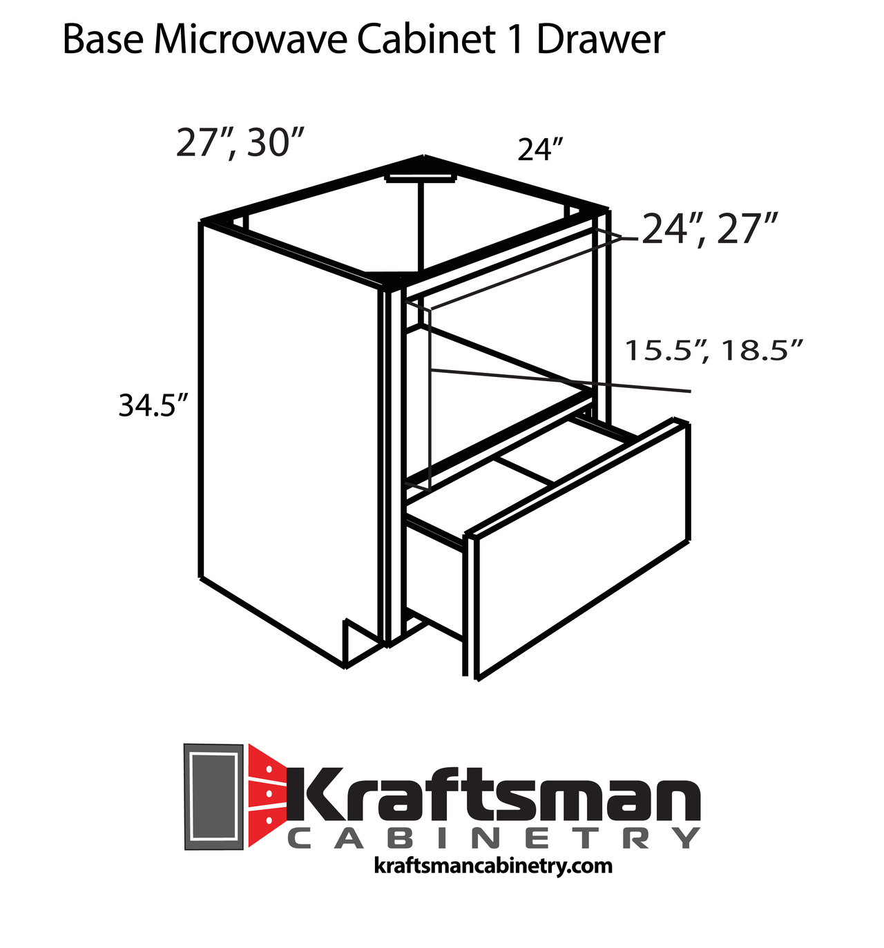Base Microwave 1 Drawer Aspen White Kraftsman Professional Options