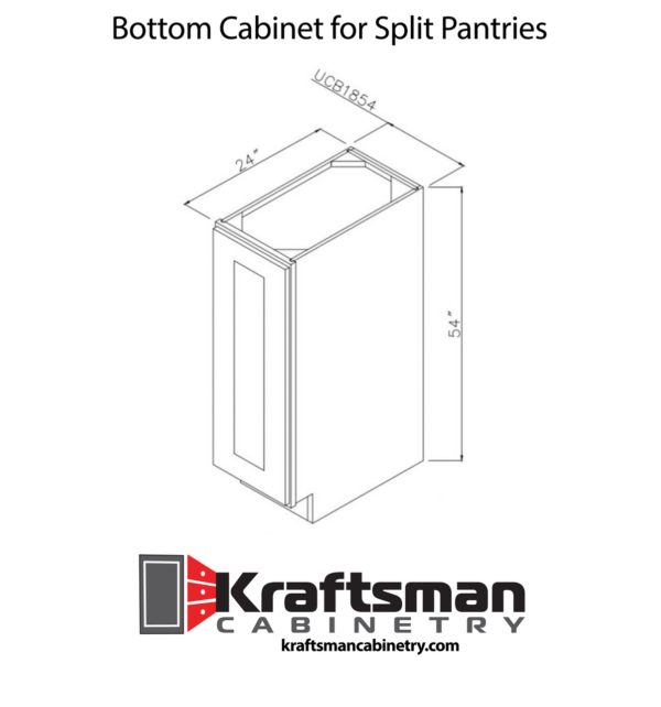 Kraftsman Cabinetry 54 Inch Bottom Cabinet for Split Pantries Summit White Shaker