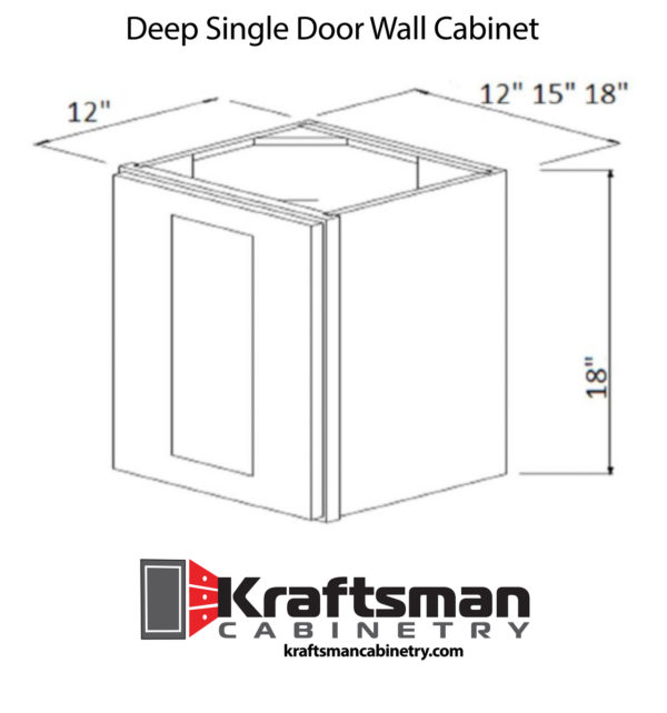 Kraftsman Cabinetry 18 Inch Tall Single Door Wall Cabinet Summit White Shaker