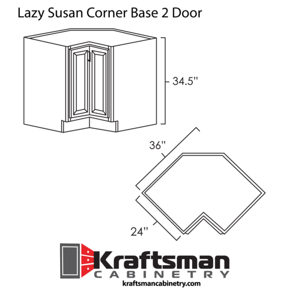 Kraftsman Cabinetry Lazy Susan Corner Base 2 Door Winchester Grey