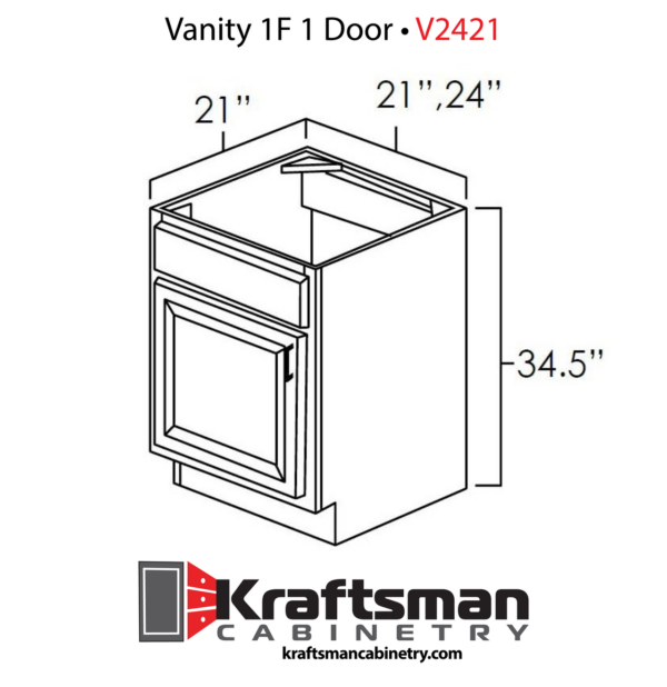 Kraftsman Cabinetry Vanity 1F 1 Door Hickory Shaker