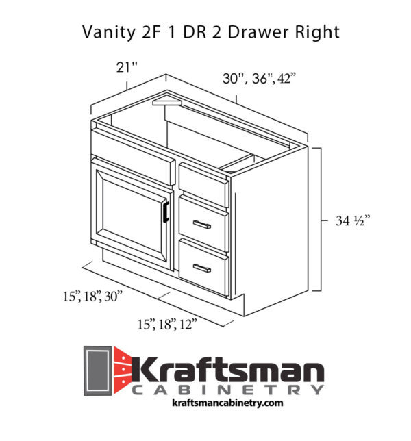 Kraftsman Cabinetry Vanity 2F 1 DR 2 Drawer Right West Point Grey