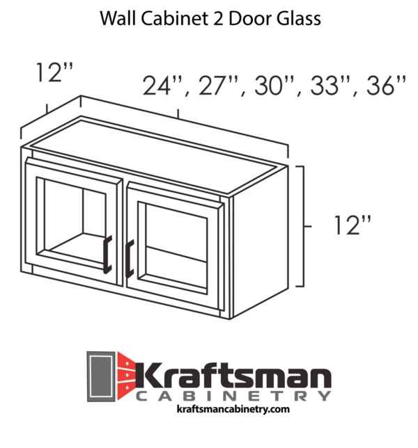 Kraftsman Cabinetry Wall Cabinet 2 Door Glass Summit White Shaker