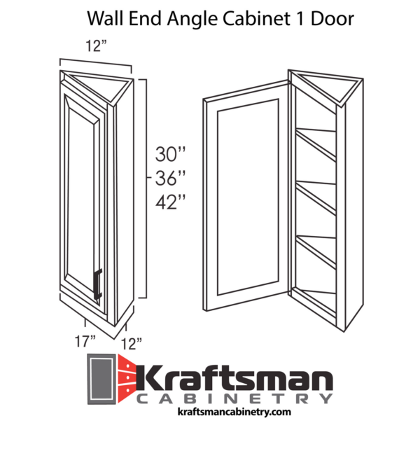 Wall End Angle Cabinet 1 Door West Point Grey - Image 3