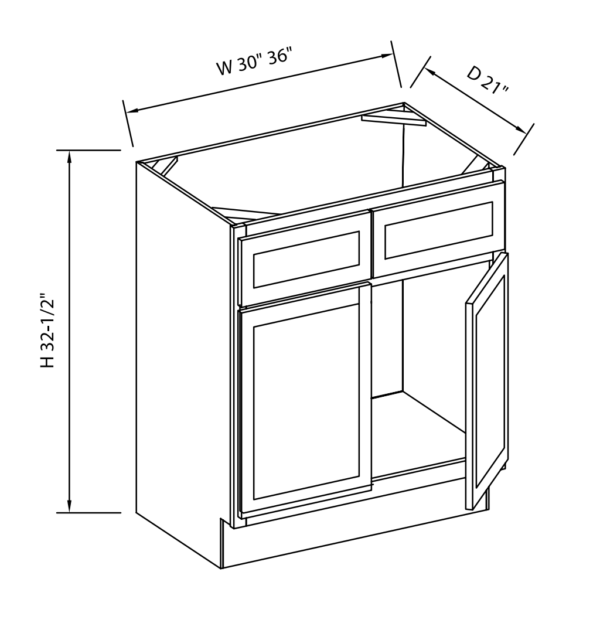 Kraftsman Cabinetry ADA Drawer Base Cabinet 3 Drawer Summit White Shaker