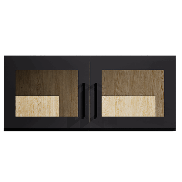 Wall Cabinet 2 Door Glass Modern Black Shaker - Image 2
