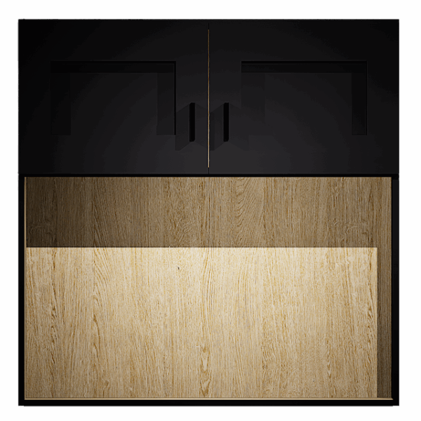 Wall Microwave Cabinet 2 Door Modern Black Shaker - Image 2