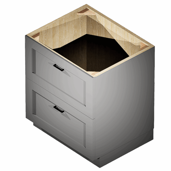 Kraftsman Cabinetry 2 Drawer Base Cabinet Summit Platinum Shaker