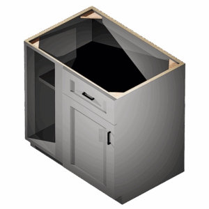 Kraftsman Cabinetry Blind Corner Base 1 Drawer 1 Door Summit Platinum Shaker