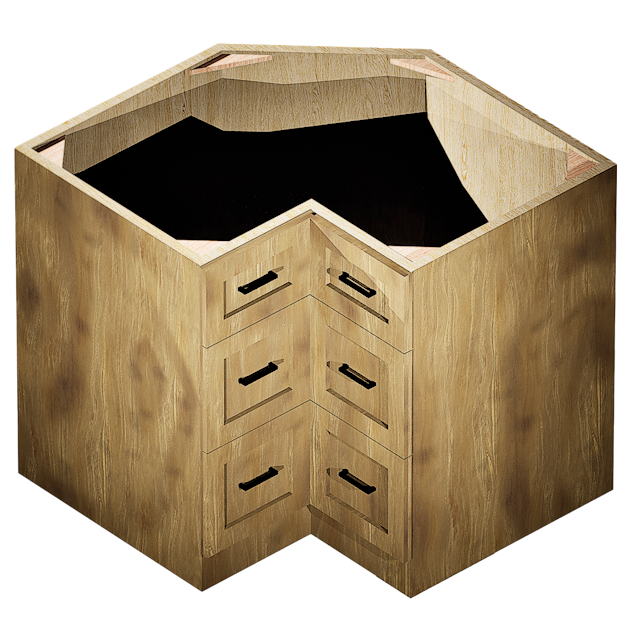 Kraftsman Cabinetry Corner Base Cabinet 3 Drawer Cambridge Shaker