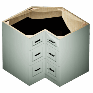 Kraftsman Cabinetry Corner Base Cabinet 3 Drawer Cambridge Shaker
