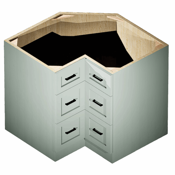 Kraftsman Cabinetry Corner Base Cabinet 3 Drawer Cambridge Shaker
