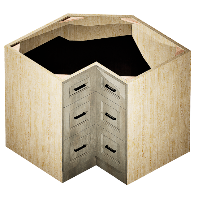 Kraftsman Cabinetry Corner Base Cabinet 3 Drawer Winchester Grey