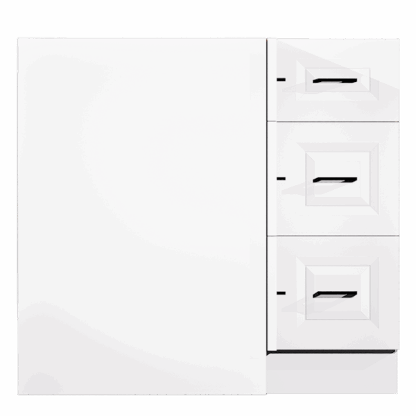 Corner Base Cabinet 3 Drawer Aspen White - Image 2