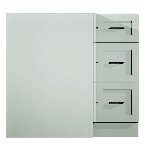 Corner Base Cabinet 3 Drawer Florence Sage - Image 2