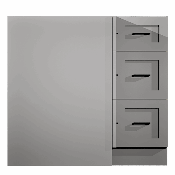 Corner Base Cabinet 3 Drawer Summit Platinum Shaker - Image 2