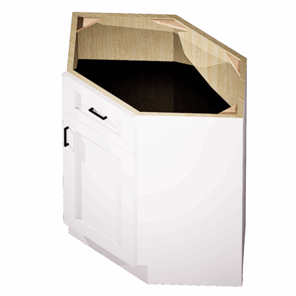 Kraftsman Cabinetry Diagonal Corner Sink Base 1 Front 1 Door Summit White Shaker