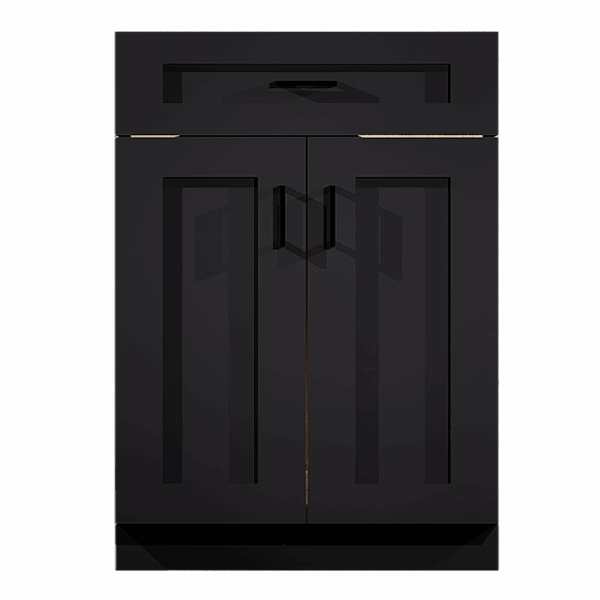 Base Cabinet 1 Drawer 2 Door Modern Black Shaker - Image 2