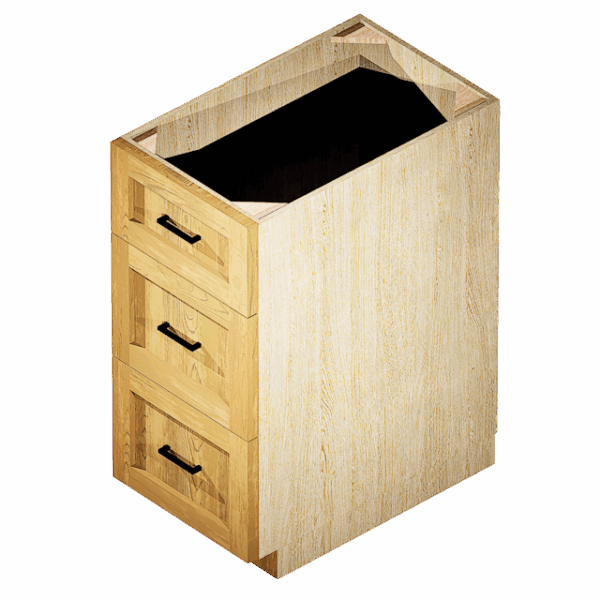 Kraftsman Cabinetry Drawer Base Cabinet 3 Drawer Hickory Shaker